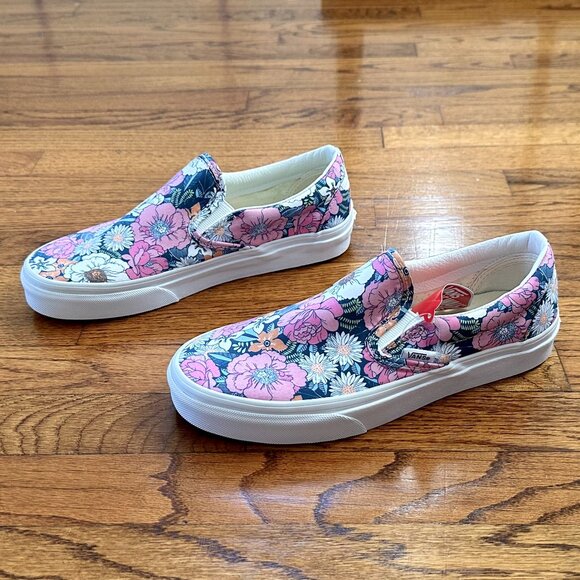 Vans retro floral classic slip on shoes, 7W/5.5M - Picture 2 of 6